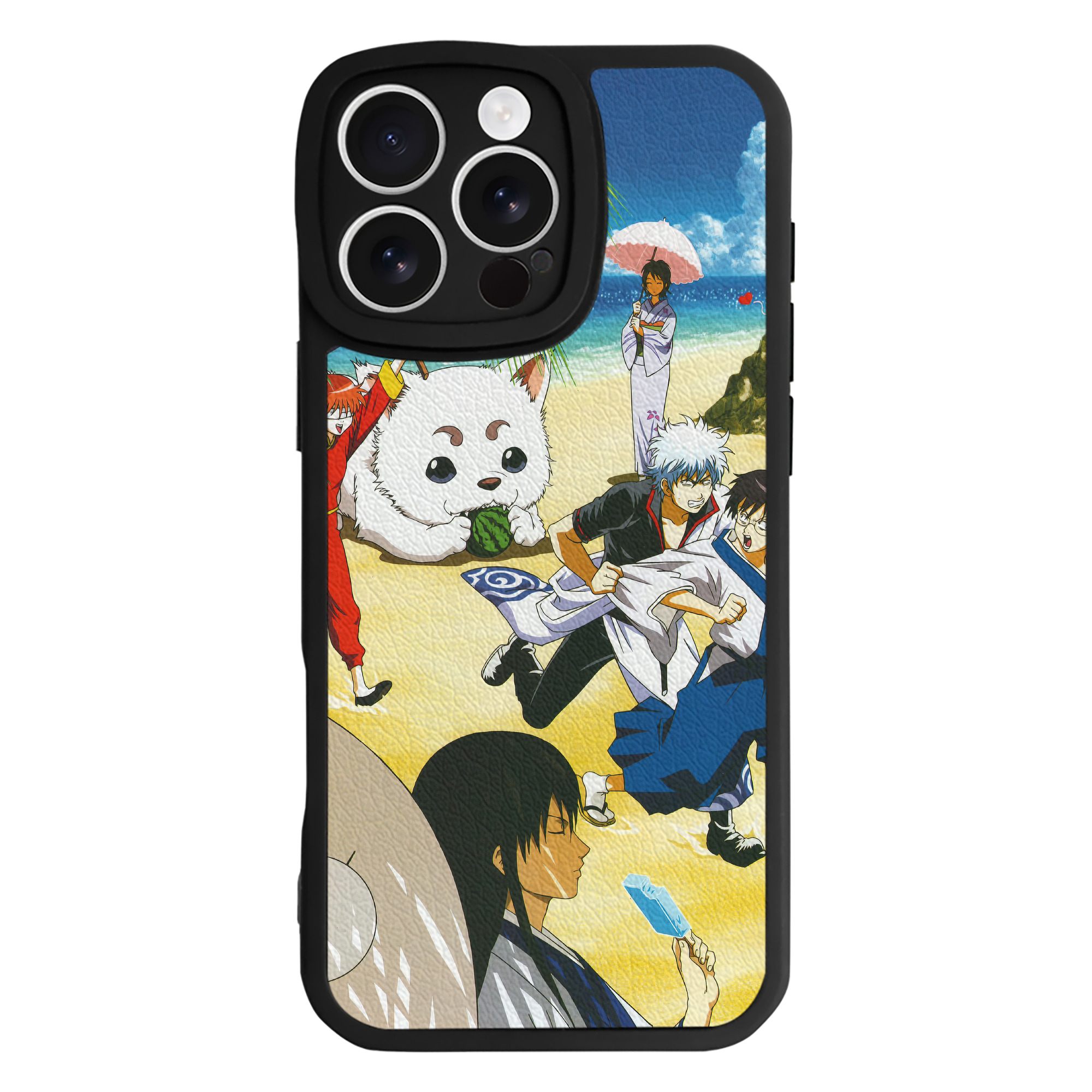 （画像用） ぎんたま 坂田銀時（さかたぎんとき） 神楽 志村新八（しむら しんぱち） GINTAMA Sakata Gintoki Kagura Shimura Shinpachi 【iPhone 16シリーズ対応】シリコンスマホケース（レザー調） 材質：シリコン